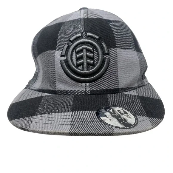 Element Skateboarding Flex Fit Hat Baseball Cap Skate Grunge Black/Grey Check - Picture 2 of 9